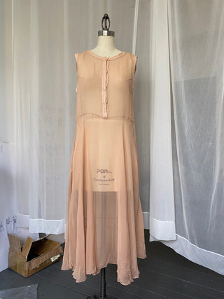 Peach 100% Silk Chiffon Dress