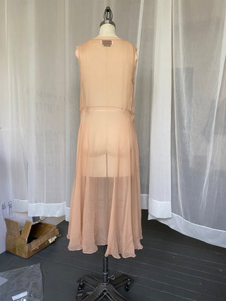 Peach 100% Silk Chiffon Dress