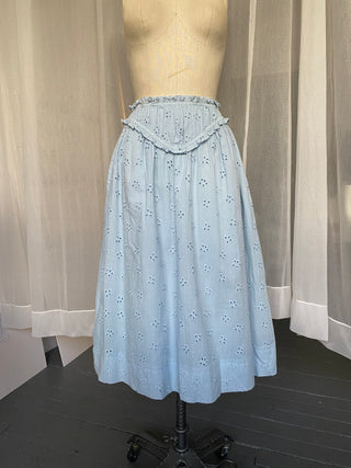 Periwinkle Cotton Eyelet Frond Skirt