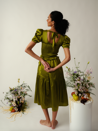Green 100% Silk Dress